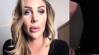 Blonde CFNM babe watch guy jerking cock