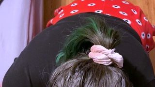 Mature brunette amateur giving a great POV blowjob